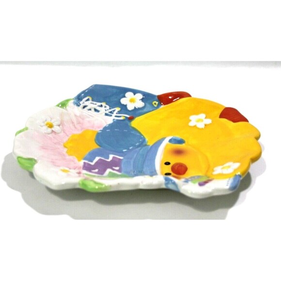 Chang Song Easter Duckling Embossed Decorative Ceramic Candy Plate Dish 8” x 7” - Picture 2 of 6